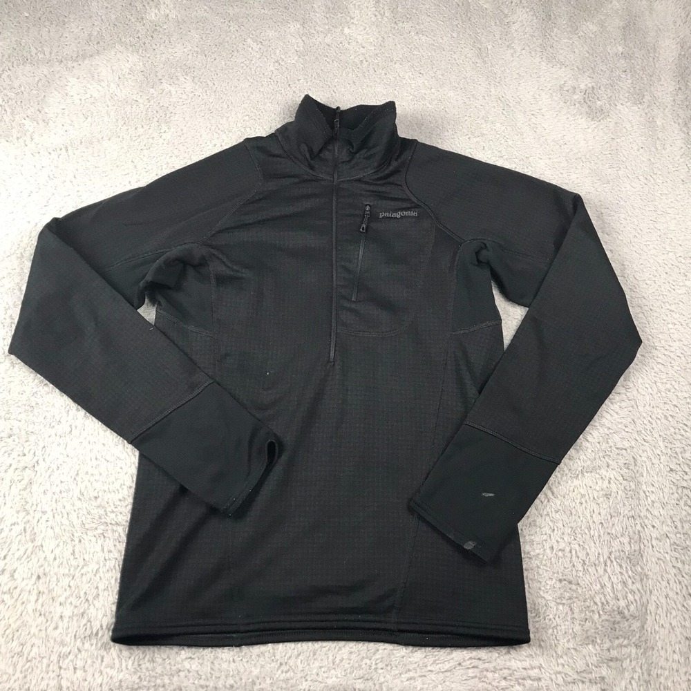 Patagonia R1 Jacket Womens L Black Waffle Fleece 1/2 Zip Pullover Sweater *Flaws